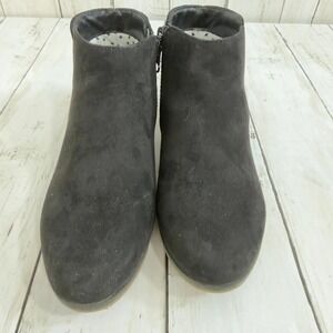 Cat & Jack Girl's Black Faux Suede Ankle Boots Side Zip Size 1